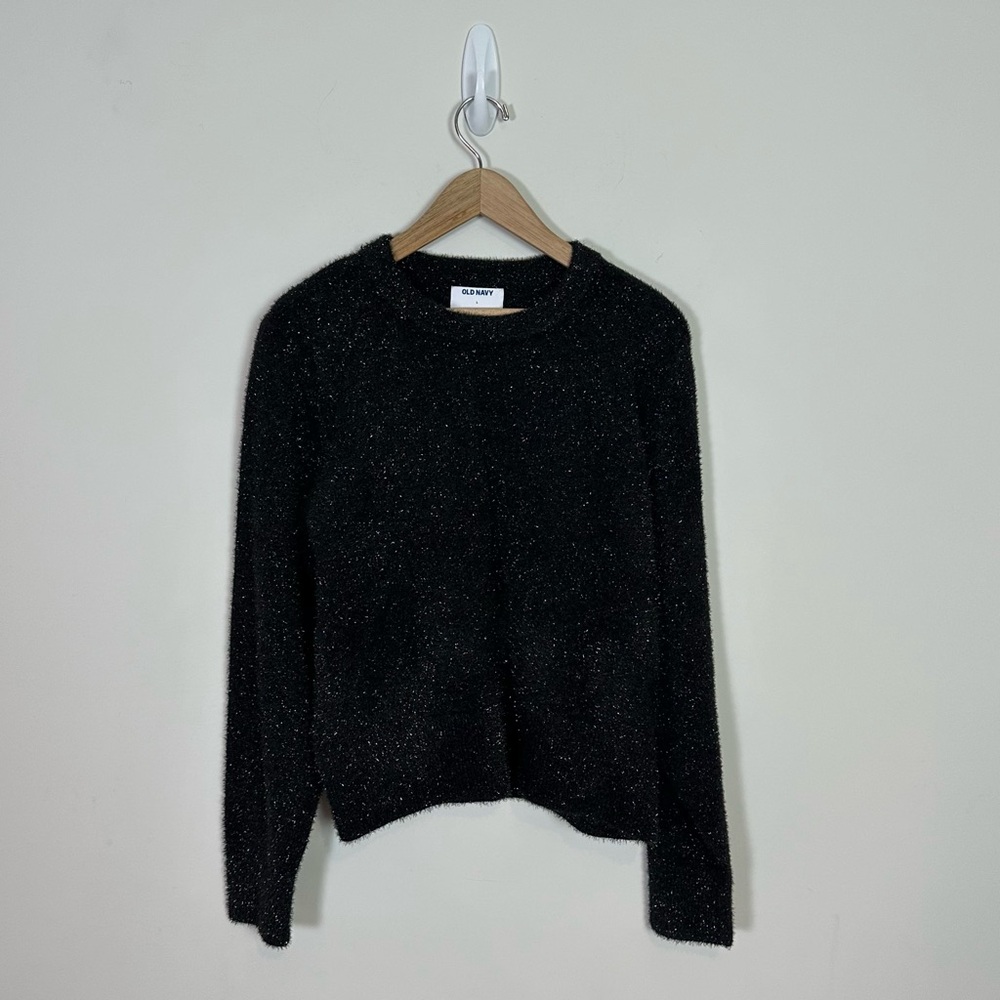 Old Navy Women Fuzy Textured Shimmer Metallic Knit Sweater Size Large New